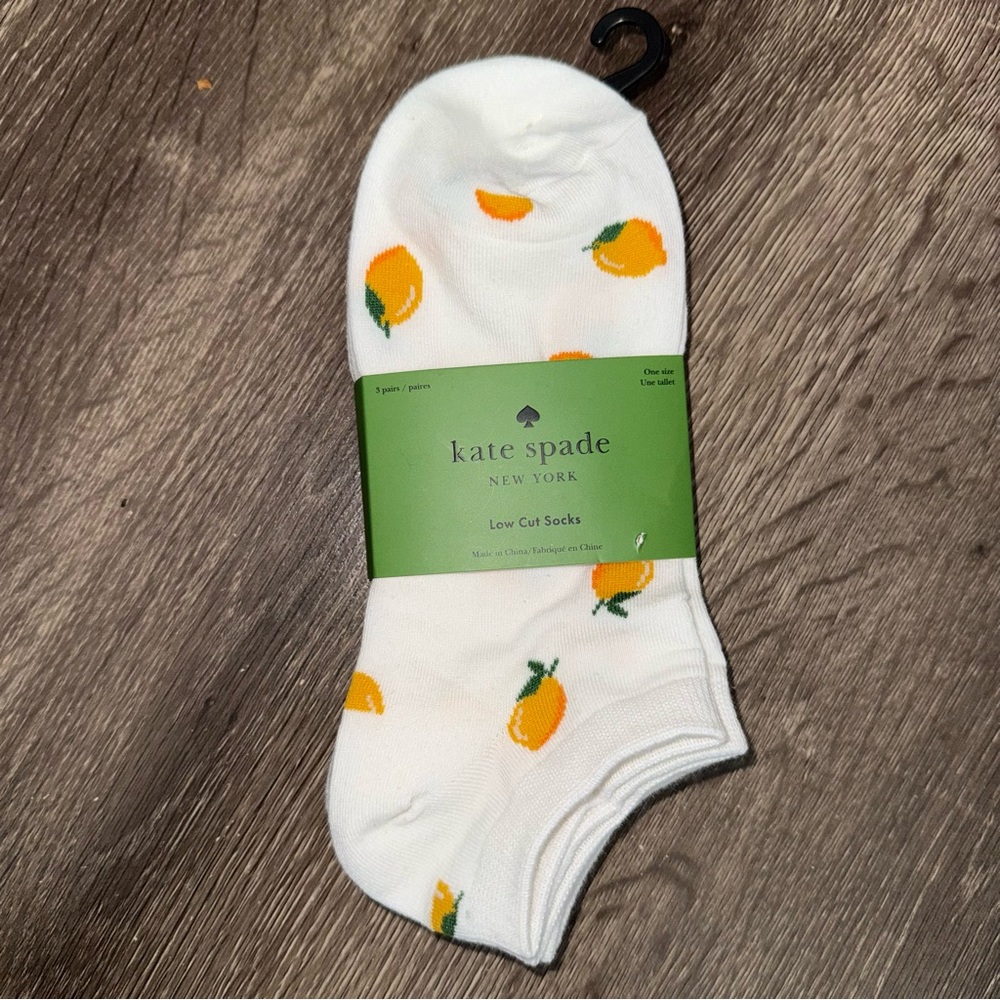 🆕 Kate Spade New York Lemon Low Cut Socks 3 Pack Fruit Print Shoe Size 4–10
